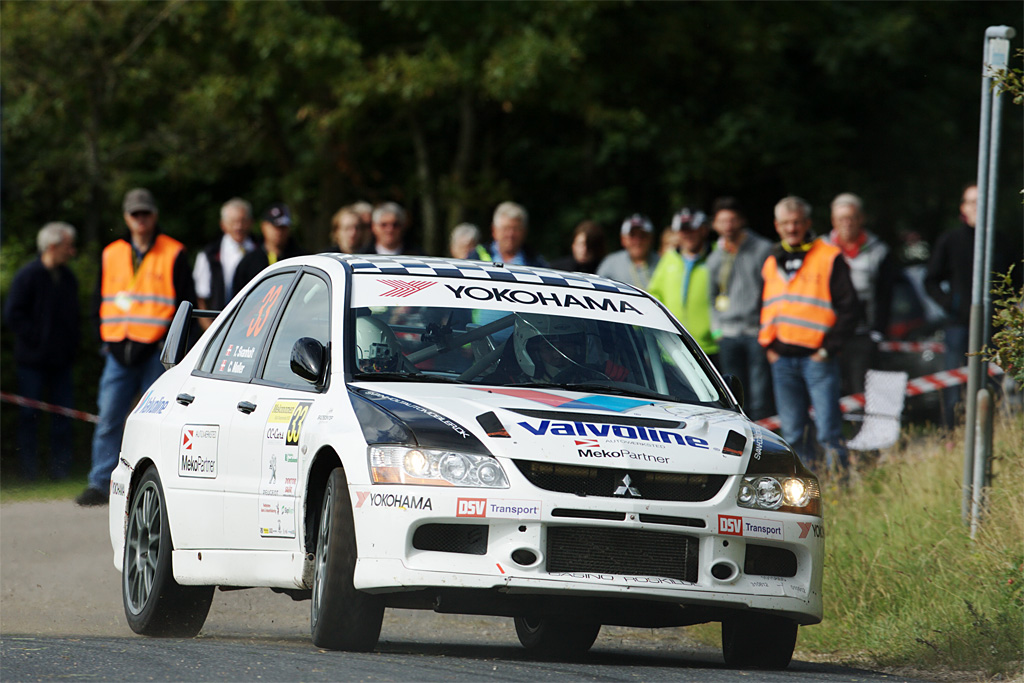 Tim Svanholt deltager i Tegee-Dan Rally i Roskilde med denne Mitsubishi Lancer
(Foto: Johnny Pedersen)